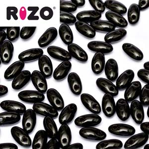 Czech Rizo Beads 2.5x6mm Jet Qty:10 grams