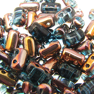 Czech Rulla Beads 3x5mm Aquamarine Gold Capri Qty:10g