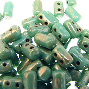 Czech Rulla Beads 3x5mm Opaque Turquoise Green Picasso Qty:10g