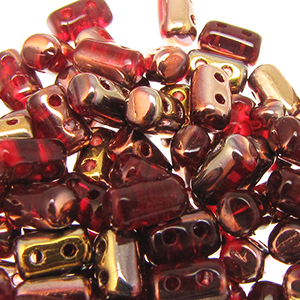 Czech Rulla Beads 3x5mm Ruby Gold Capri Qty:10g