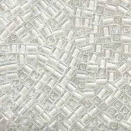 Miyuki Squares 4mm 1104 Crystal/White Color Lined Qty:10g