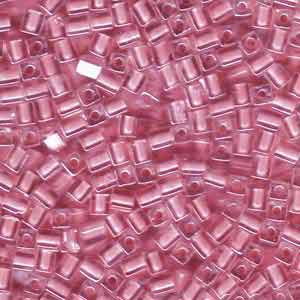 Miyuki Squares 4mm 0207 Crystal/Pink Color Lined *D* Qty:10g