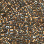 Miyuki Squares 4mm 0234 Crystal/Sparkling Gold Color Lined Qty:10g