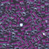 Miyuki Squares 4mm 0243 Crystal/Magenta Color Lined Qty:10g