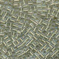 Miyuki Squares 4mm 2604 Crystal/Sparkling Celery Color Lined Qty:10g