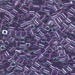 Miyuki Squares 4mm 2607 Crystal/Sparkling Purple Color Lined Qty:10g