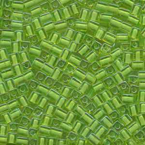 Miyuki Squares 4mm 2634 Chartreuse/Mint Color Lined Qty:10g