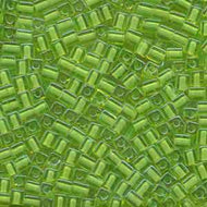 Miyuki Squares 4mm 2634 Chartreuse/Mint Color Lined Qty:10g