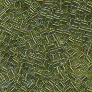 Miyuki Squares 4mm 2635 Chartreuse/Sparkling Olive Color Lined Qty:10g
