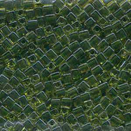 Miyuki Squares 4mm 2637 Green/Black Color Lined *D* Qty:10g