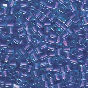Miyuki Squares 4mm 2640 Aqua/Lilac Color Lined Qty:10g