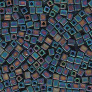 Miyuki Squares 4mm 0401FR Black Matte AB Qty:10g