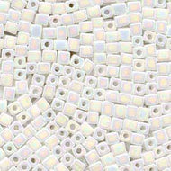Miyuki Squares 4mm 0402R White AB Qty:10g