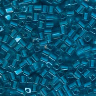 Miyuki Squares 4mm 0247 Crystal/Dark Aqua Color lined Qty:10g