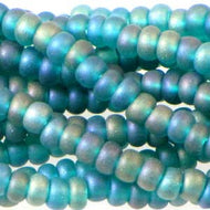 Czech Seedbeads 6/0 Dark Green Transparent Matte AB Qty: 23g