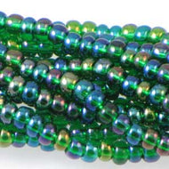 Czech Seedbeads 6/0 Green Transparent AB Qty:23g