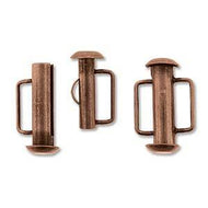 Antique Copper Slide Tube Bar Clasp 16.5mm Qty:1