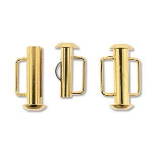 Gold Plated Slide Tube Bar Clasp 16.5mm Qty:1