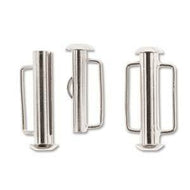 Silver Plated Slide Tube Bar Clasp 21.5mm Qty:1