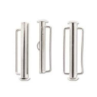 Silver Plated Slide Tube Bar Clasp 31.5mm Qty:1