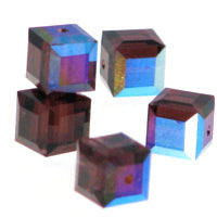 Swarovski Cubes 6mm #5601 Burgundy AB Qty:3
