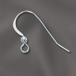 Silver Filled (.925/10) Ear Hooks Flat w. 3mm Ball Qty:10