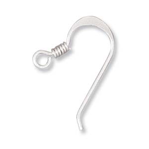 Sterling Silver Earring Hooks Flat with 2mm Ring & Coil .17g Qty:10