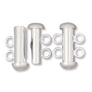 Sterling Silver Slide Tube Clasp w. 2 Rings 16mm Qty:1