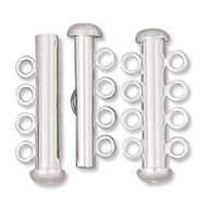 Sterling Silver Slide Tube Clasp w. 4 Rings 26mm Qty:1