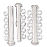 Sterling Silver Slide Tube Clasp w. 5 Rings 30mm Qty:1