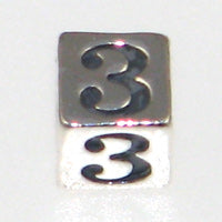 Sterling Silver Number Blocks 4.5mm-3 *D* Qty:1