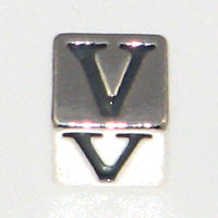 Sterling Silver Alphabet Blocks 4.5mm-V *D* Qty:1