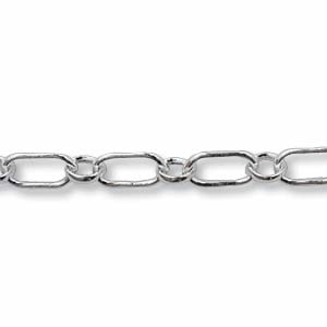 Sterling Silver Elongated Ring & Connector Chain-3.4mm Qty:1ft