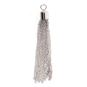 Chain Tassel with 8mm Bell Cap Shiny Silver Plated Qty: 1