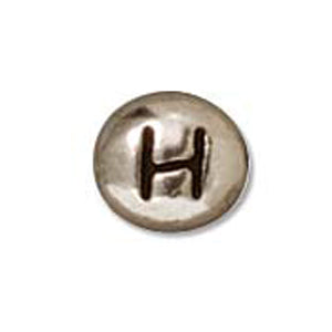 Plated Pewter Alphabet Bead Silvertone H by TierraCast *D* Qty:1