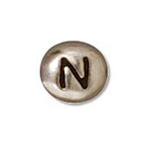 Plated Pewter Alphabet Bead Silvertone N by TierraCast *D* Qty:1
