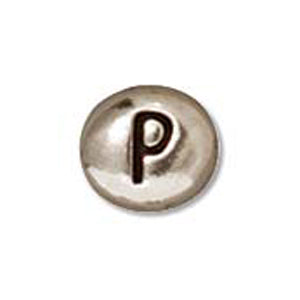 Plated Pewter Alphabet Bead Silvertone P by TierraCast *D* Qty:1