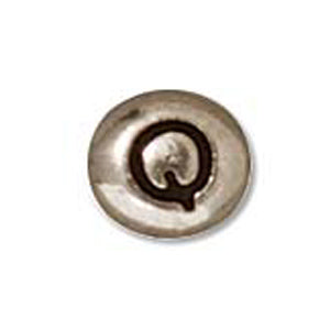 Plated Pewter Alphabet Bead Silvertone Q by TierraCast *D* Qty:1