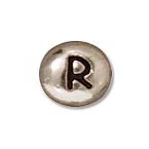 Plated Pewter Alphabet Bead Silvertone R by TierraCast *D* Qty:1