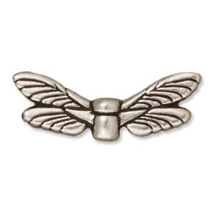 Antique Silver Plated Bead Dragonfly Wings 7x20mm by Tierracast Qty:1