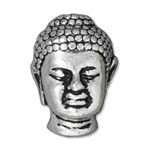 Antique Silver Plated Bead Buddha Head by Tierracast Qty:1