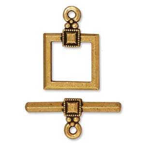 Antique Gold Plated Toggle Deco Square 18.5mm by Tierracast Qty:1
