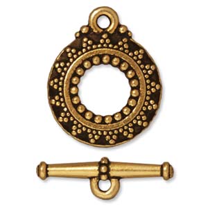 Antique Gold Plated Toggle Bali Circle 20mm by Tierracast Qty:1