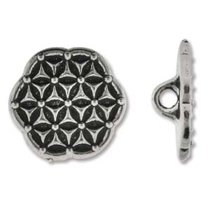 Antique Silver Flower of Life Button 16mm by Tierracast Qty:1