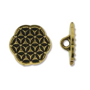 Antique Gold Plated Flower of Life Button 16mm by Tierracast Qty:1