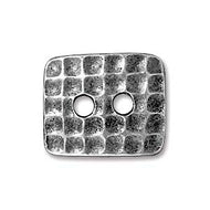 Pewter Finish Hammertone Rectangle Button 15x12mm by Tierracast Qty:1