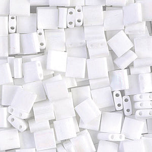 Miyuki Tila Beads 5mm 0402FR White Opaque Matte Qty:10g Tube