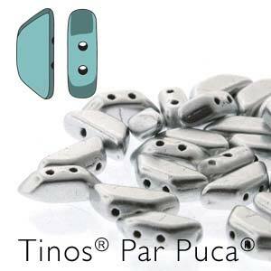 Czech Tinos Beads 4x10mm by Puca Silver Aluminum Matte Qty: 10g