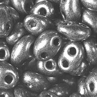 Czech Twin Beads 2.5x5mm Jet Grey Pearl Qty:25g