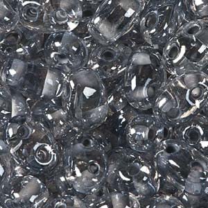 Czech Twin Beads 2.5x5mm Crystal Grey Color Lined Qty:25g